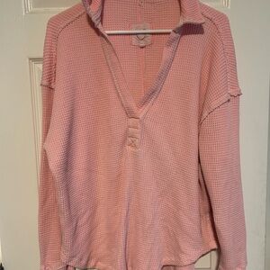 Aerie Light Pink Waffle Knit Top